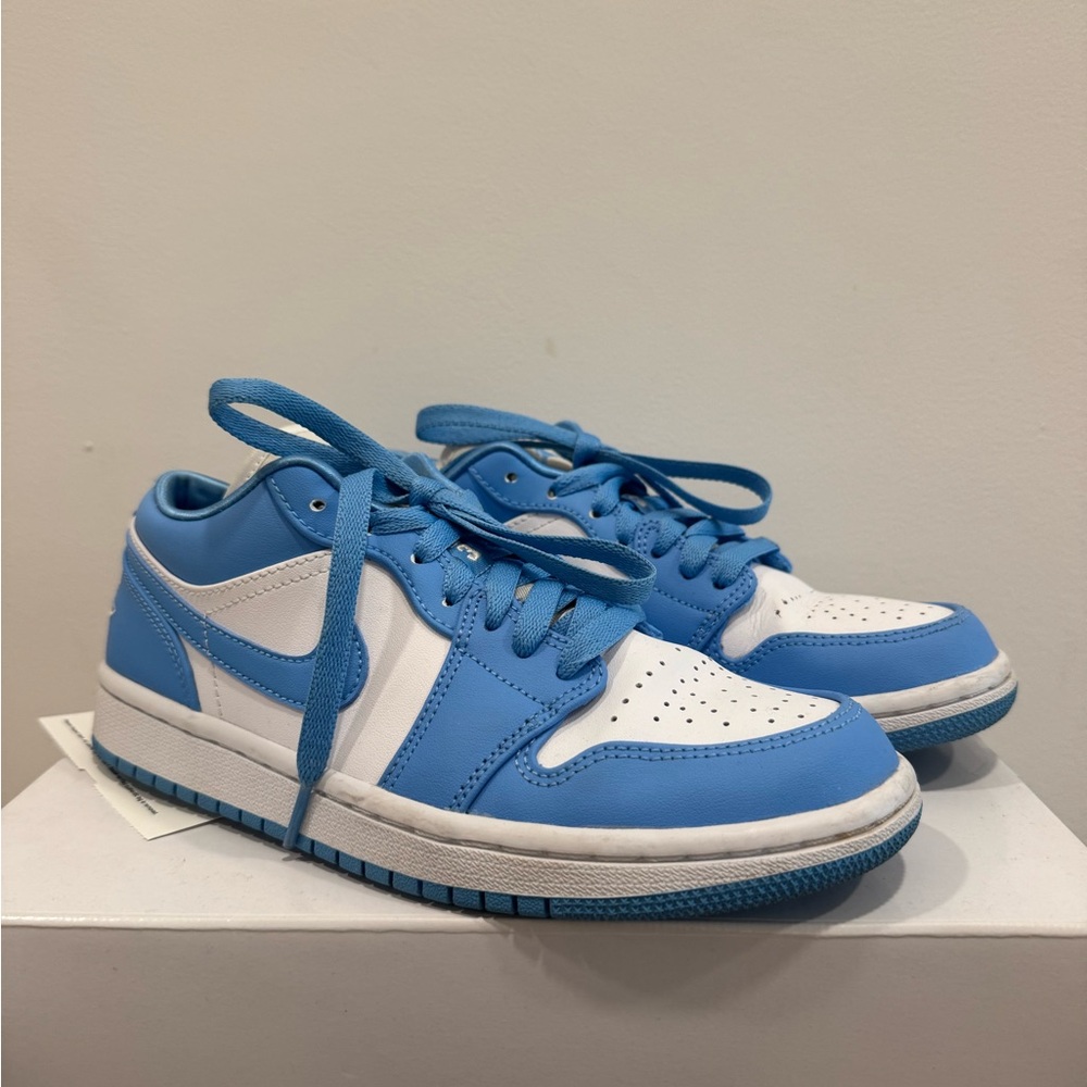 Jordan 1 Low University Blue and White Sneakers